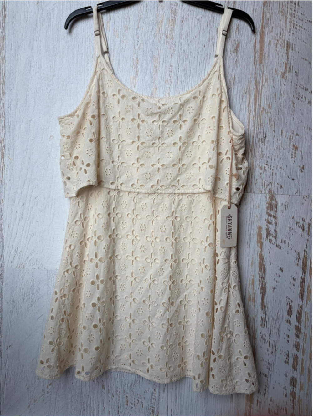 Women's Shyanne Eyelet Mini Dress, Size L, Beige
